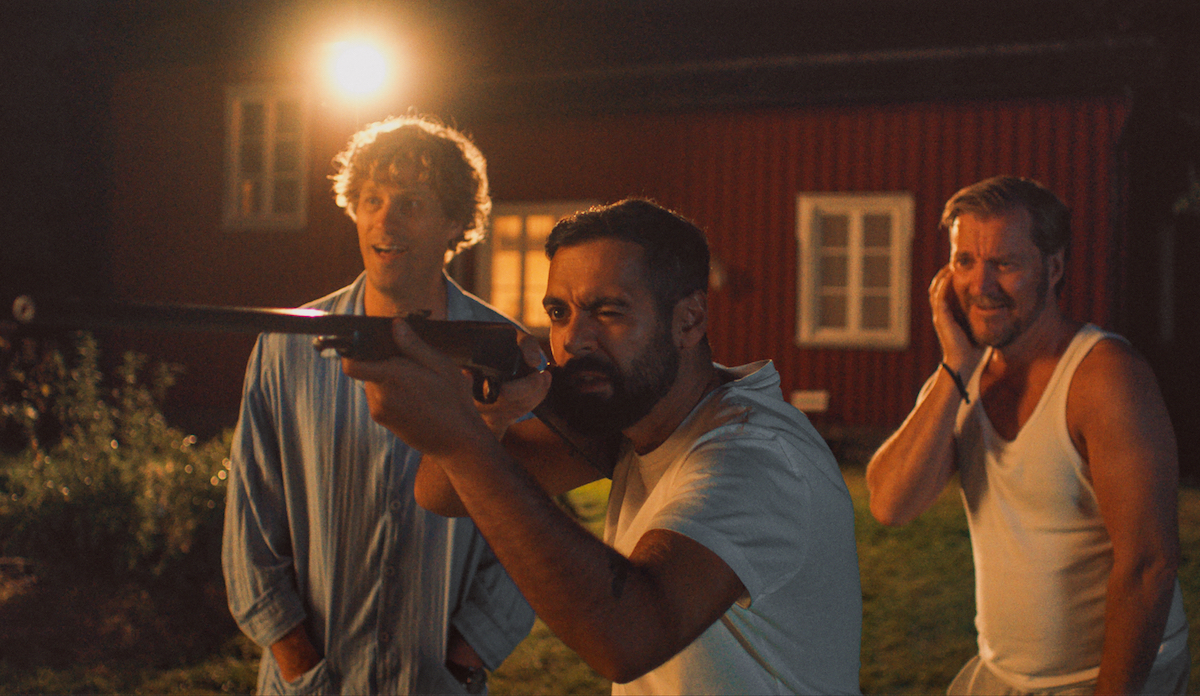 hunters on a white field